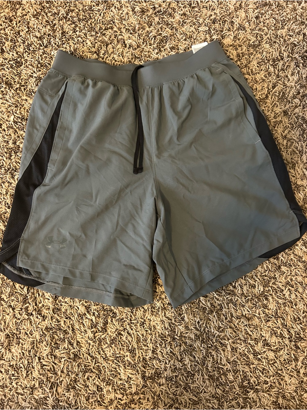 Under Armour Men's Olive Gray Athletic Shorts with Black Accents